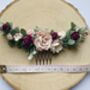 Burgundy And Blush Pink Flower Hair Comb, thumbnail 2 of 6