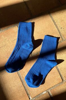 Cobalt Blue Ribbed Socks, 3 of 4