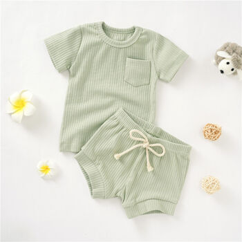 Organic Cotton T Shirt And Shorts Unisex Baby Set, 3 of 5