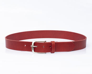 Premium Handmade Mens Leather Belt Red 35mm Wide, 7 of 9
