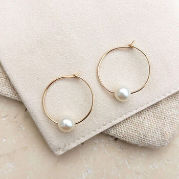 Mia Bridal Hoop And Pearl Earrings, 2 of 2