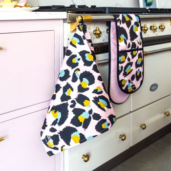 Pink Leopard Print Oven Gloves, 2 of 4