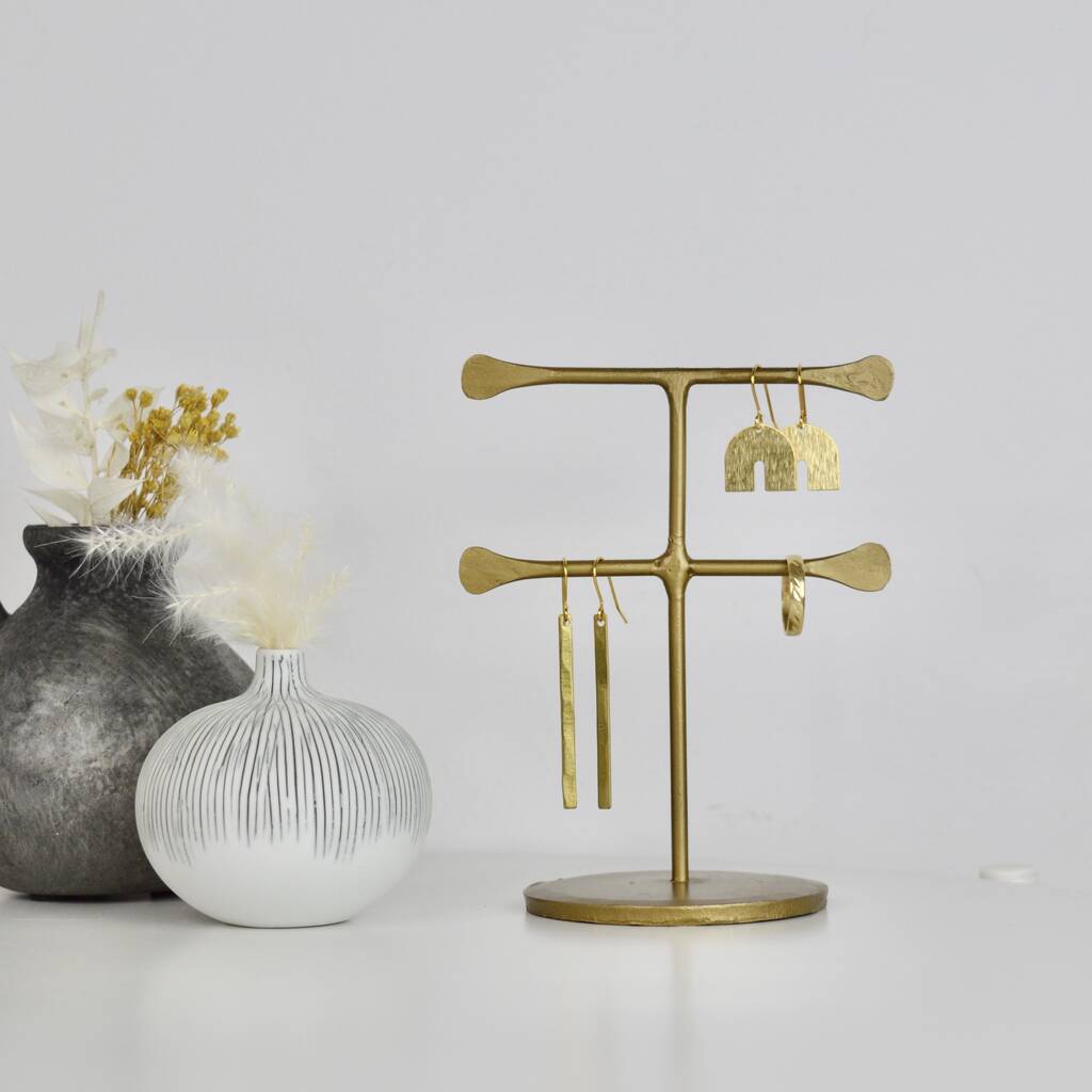Brass Earring Stand Double Optional Personalisation By Not a Jewellery ...
