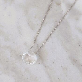 Clear Quartz Teardrop April Birthstone Necklace Silver, 3 of 6