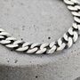 Men's Silver Flat Curb Chain Bracelet, thumbnail 3 of 4