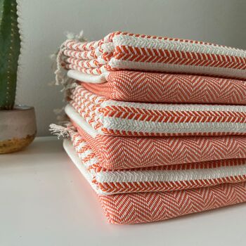 Herringbone Design Orange Sofa Throw Blanket, 2 of 9