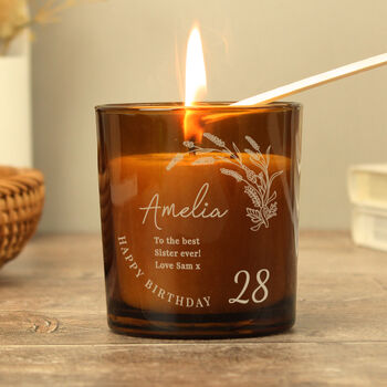 Personalised Birthday Amber Glass Candle – Vanilla Scented, 4 of 8