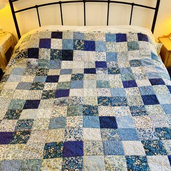 Liberty Handmade Quilt In Blues King Size, 2 of 2