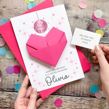 Personalised Origami Birthday Card – Disco Ball Design For Daughter, Niece Or Granddaughter, 3 of 10
