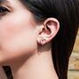 Lace Rose Gold Plated Silver Heart Earrings, thumbnail 4 of 12