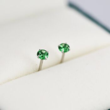 May Birthstone Emerald Green Stud Earrings, 4 of 12