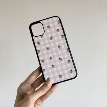 Checked With Strawberries Phone Case, 2 of 2