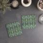 Sage Green And Grey Interwoven Trees Art Nouveau Coaster Set, thumbnail 1 of 10