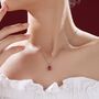 Genuine Garnet Pear Necklace In Sterling Silver, thumbnail 7 of 12