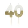 White And Gold 40th Birthday Candle, thumbnail 1 of 2