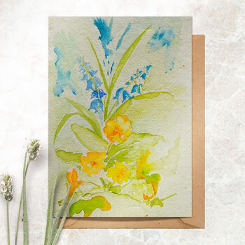 Set Of Hand Painted Spring Flower Greetings Card, 3 of 4