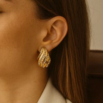 Crystal Dome 18k Gold Plated Waterproof Earrings, 3 of 4