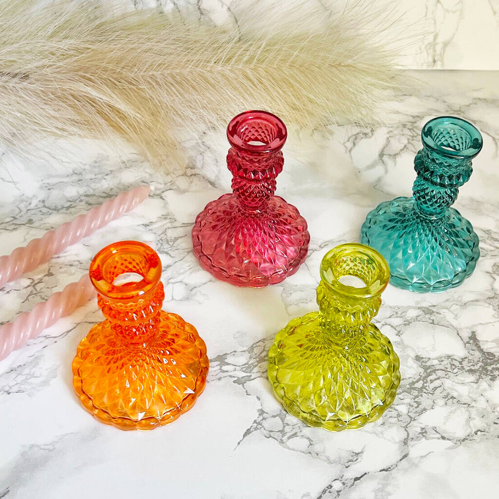 Vintage Cut Glass Candle Stick Holder By The Happy Place