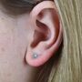 Tiny Sterling Silver Teal Forget Me Not Flower Stud Earrings, thumbnail 2 of 7