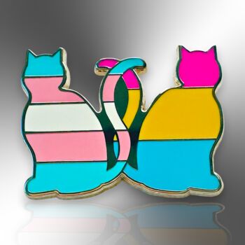 Trans Pansexual Pride Cats Lgbtqia+ Hard Enamel Lapel Pin Badge, Transgender Brooch, Lgbtqia+ Jewellery Gifts, 3 of 8
