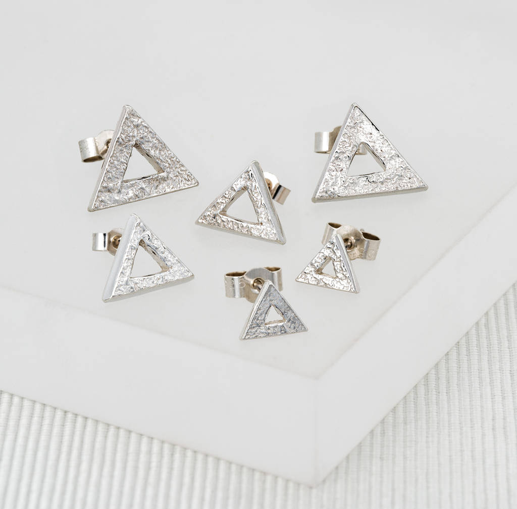 Geometric Triangle Solid Silver Studs By Nicola Hurst Designer