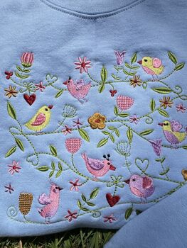 Spring Summer Birds Embroidered Sweatshirt, 6 of 6