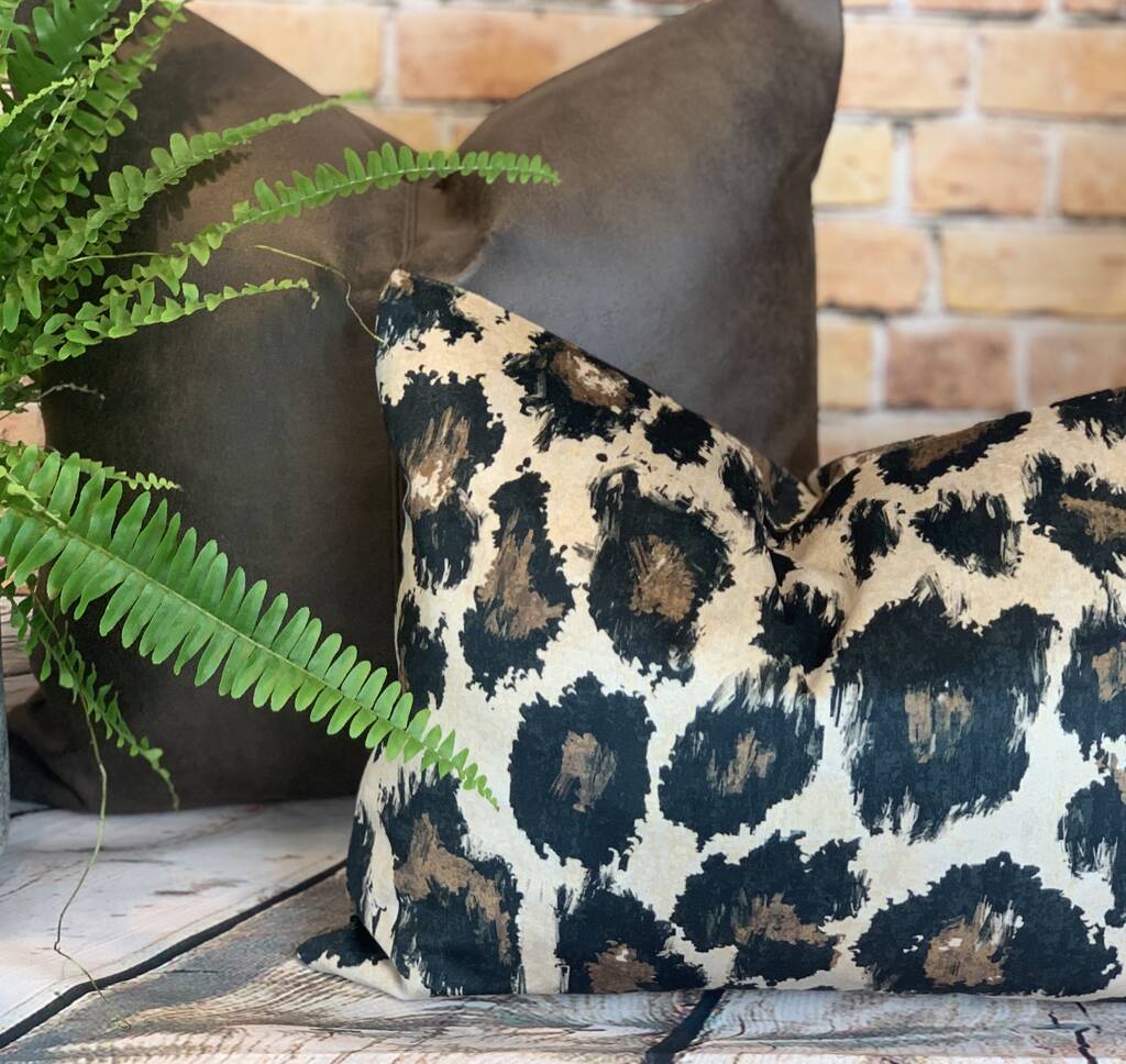 Ocelot Animal Print Velvet Cushion By Lulu Interiors