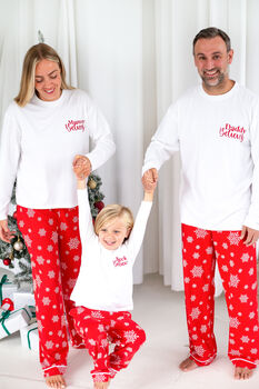 Family Christmas 'Believes' Personalised Pyjamas Available In Red And Green, 3 of 12