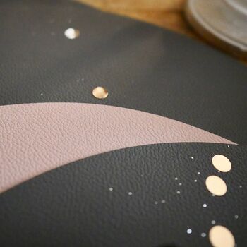 Pair Of Leather Textured Reversible Grey Pink Placemats, 3 of 6