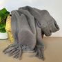 Super Soft Chunky Tassel Scarf In Grey, thumbnail 1 of 3