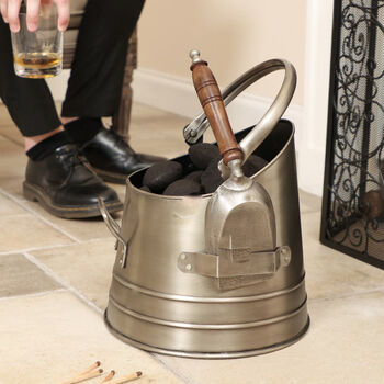 Traditional Fireside Coal Bucket And Match Holder, 4 of 4