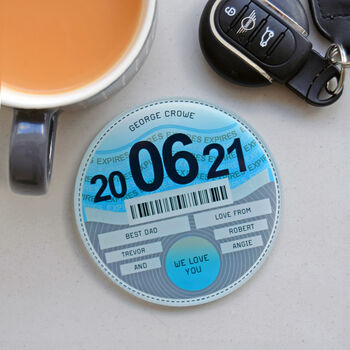 Personalised Tax Disc Coaster For Dad, 2 of 5