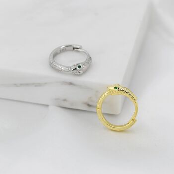 Snake Hoop Earrings In Sterling Silver, 5 of 11