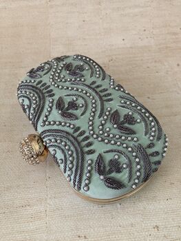 Mint Green Handcrafted Oval Clutch Bag, 2 of 5