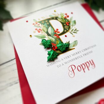 Handmade Monogramed Christmas Card For Any Recipient, 4 of 8