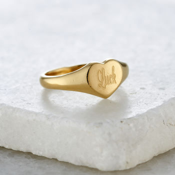 Personalised Engraved Heart Signet Ring, 6 of 11