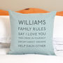Personalised Family Rules Cushion, thumbnail 3 of 4