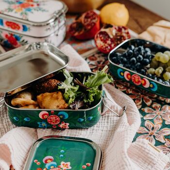 Hand Painted Rectangle Bento Box With Two Compartments, 2 of 8