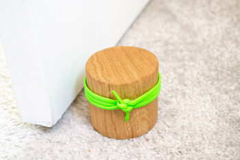 Oak And Coloured Leather Door Stop, 5 of 12