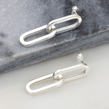 18ct Gold Plated Or Silver Modern Chain Link Earrings, 3 of 8