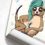 Meerkat Naked In Bathroom, Funny Toilet Art, thumbnail 4 of 9