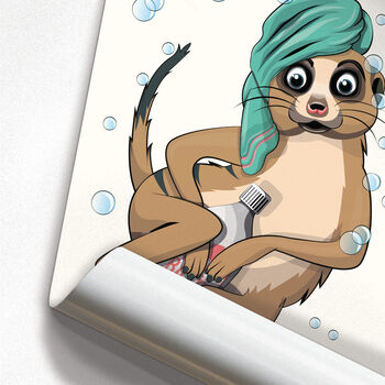 Meerkat Naked In Bathroom, Funny Toilet Art, 4 of 9
