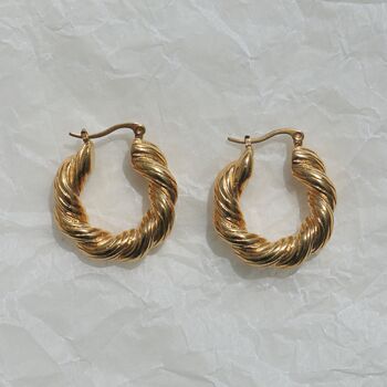 18 K Gold Plated Mia Twisted Gold Hoop Earrings, 4 of 7