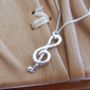 Silver Treble Clef Pendant And Chain, thumbnail 2 of 3