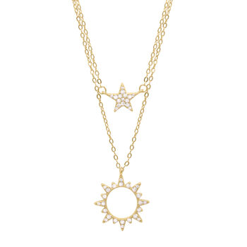 Everly Sun And Star Double Layer Necklace, 2 of 7