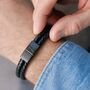 Men's Personalised Leather And Black Clasp Bracelet, thumbnail 2 of 9