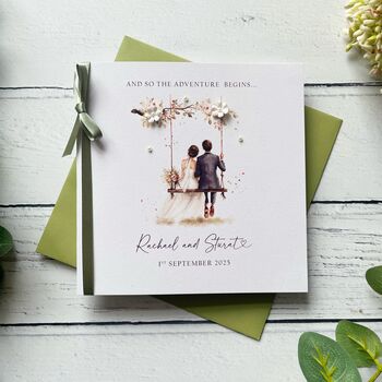 Handmade Wedding Day Card, Romanic Bride And Groom Design, 2 of 6
