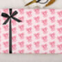 Valentine Wrapping Paper With Pink Bow Design, Three Sheet Pack, thumbnail 2 of 3
