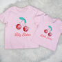 Cherry Mirrorball Big Sister Little Sister Personalised T Shirt Set, thumbnail 2 of 3