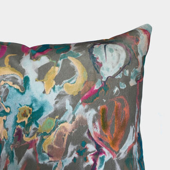Abstract Floral Velvet Cushion Graphite, 2 of 3